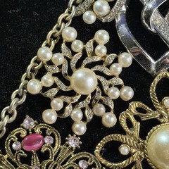 Framed Rhinestone & Faux Pearl Angel Jewelry Collage Wall Decor Art