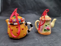 3 Mary Engelbreit ME Miniature Teapot Ornaments 3 ME – 1 Unbranded
