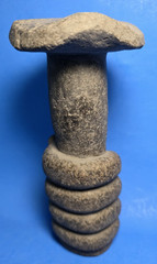 PRE-COLUMBIAN MIXTEC BASALT QUETZALCOATL SERPENT GOD ENTWINED WITH MUSHROOM FIGU