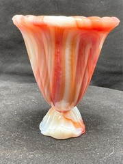 Vintage 1940s Akro Agate Slag Cadmium Glass Cornucopia Toothpick Holder