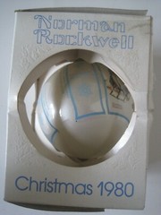 Norman Rockwell Christmas Ornament Schmid Downhill Daring Christmas 1980 Vintage