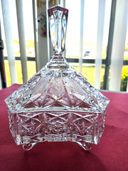 Vintage Large Lead Crystal Covered Nut/Candy Dish