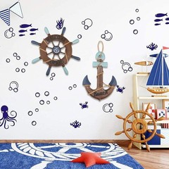 Nautical Wooden Ship Wheel 13″ Wall Art Decor