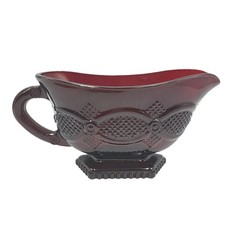 AVON 1876 Cape Cod Ruby Red Glassware Footed Sauce/Gravy Boat EXCELLENT