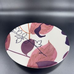POTTERY BARN Graphic Harvest Ceramic Dish Plate Made In Brazil Round New Set 4