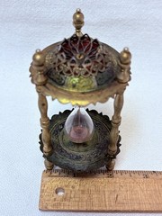 Ornate Antique Metal Glass Sand Hourglass