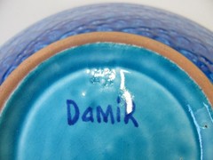 Vintage Damir Usmanov Uzbekista Rishtan Art Pottery Blue Aqua Ceramic 11″ Bowl