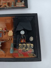Vintage Switzerland 3D Wooden Shadow Boxes Folk Art Diorama Primitive Pair
