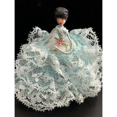 Lace Doll Figurine Unisex Small Blue Vintage Wire Body Handcrafted Unbranded