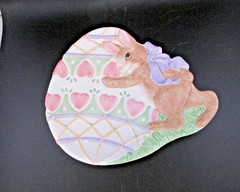 Easter Fitz & Floyd Ceramic Dish Bunny Rabbit Hearts Spring Easter Egg