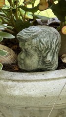 Vtg Concrete HEAD Salvaged Cement Garden STATUE Old Weathered Gothic-Child Bust!