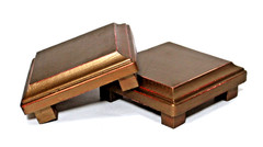 Wood Risers Square Display Stands Metallic Gold Footed Set 2