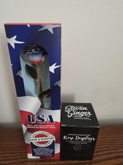 Steven Singer NEW American Beauty Rose Patriotic 24kt gold, flag, w/stand 2026
