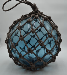 VINTAGE GLASS FISHING FLOAT IN GREY BLUE