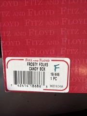 Fitz and Floyd Frosty Folks Snowman Lidded Candy Box w/Original Packaging