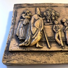 Mid Century German Wax Relief Wall Hanging of 1900 Swiss Gingerbread Cookie Mold