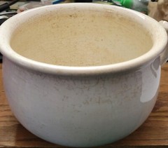 W.S. George White Granite Ironstone Chamber Pot With Handle 5×9″ Ant Primitive
