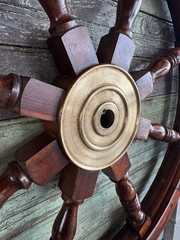 36 “Inch Large Antique Style Wooden Ship Wheel Nautical Wall Decor, Maritime Art