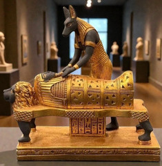 EGYPTIAN ANTIQUE STATUE RARE EGYPTIAN ANTIQUITIES OF GOD ANUBIS PHARAONIC BC
