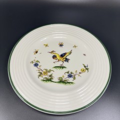 Varages Vieux Fine Porcelain Bird Pattern Plate Dish Set 2 Plates Dishes France