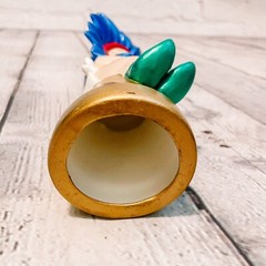 Vtg Ceramic Sunflower Baby Figurine Hand Crafted Flower Head Gold Blue Figure