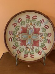 Metal Punched Tin Plate Decorative 20”Hand Painted With Stand