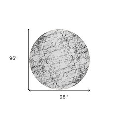 8′ Black White And Gray Round Abstract Washable Rug