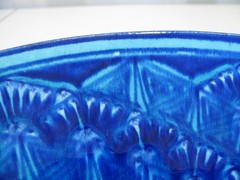 Vintage Damir Usmanov Uzbekista Rishtan Art Pottery Blue Aqua Ceramic 11″ Bowl