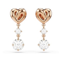 [Swarovski] Lifelong Heart Drop Earrings Heart Design White with Rose Gold Tone