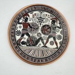 Lot Of 2 Vintage Greek Hanging Wall Plates-Handmade In Greece- Copper