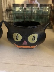 Mary Engelbreit Enesco Metal Black Cat Head Ghoul Face Rare Halloween 4 Cats 03