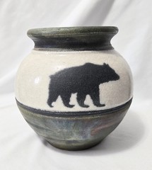 RAKU Pottery Three Bears Signed JEREMY DILLER Beautiful Colors Unique