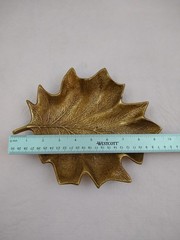 Vintage Solid Heavy Brass Maple Leaf Tray Heavy Dish 410 Original Cambron 9.5″