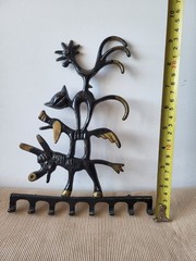 Vintage Wall Hook Bremen Town Musicians Cast Aluminum USSR 8 Hooks 1970s