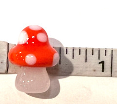 Ganz TINY Mini Glass “Lucky Little MUSHROOM” Figurine ORANGE for Adventures 5/8″
