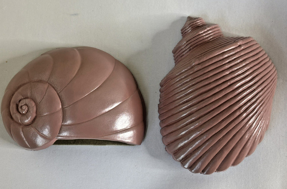 Vintage Mauve Pink Bathroom Wall Decor Seashells Art Burwood 1980s Conch Shell