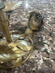 MCM Italian Tole Gilt Florentine Gold Roses Stand Gorgeous Details VTG Regency
