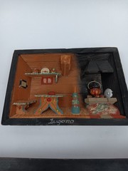 Vintage Switzerland 3D Wooden Shadow Boxes Folk Art Diorama Primitive Pair