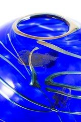 VTG Scott & Laura Curry Signed Dated PNW Studio Art Glass Hand Blown Vase Blue