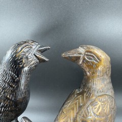 Vintage Brass Love Birds Sitting On The Tree Sculpture Figurine Heavy Figure VTG