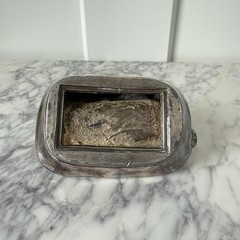 Antique Dog Cast Metal Trinket tray Early 1900s with Turtle heavy ashtray