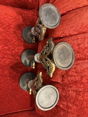 Ornate Rococo Victorian Hollywood Regency Style Gold Key Candle Holders Set Of 3