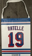 NY RANGERS BANNER SET JEAN RATELLE VIC HADFIELD RETIREMENT NIGHT MSG GAG LINE