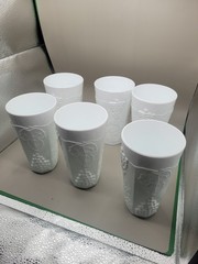 (6)RETRO VINTAGE INDIANA GLASS COLONY HARVEST MILK GLASS EMBOSSED COLLECTABLE