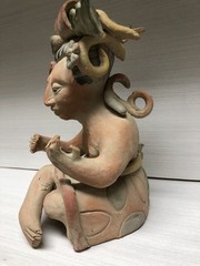 Antique Pre-Columbian Maya Mexican Red Clay Terracotta Pottery Figurine 9”