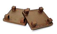 Wood Risers Square Display Stands Metallic Gold Footed Set 2