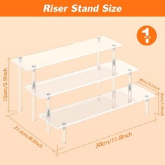 3 Tier Acrylic Display Risers, Large Perfume Organizer Stand, Clear