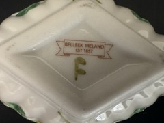 Belleek Ireland Trinket Box + Dish Set Classic Shamrock Cream Porcelain 6th Gen