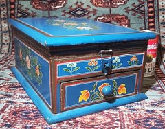 SCANDI BOX vtg swedish jewelry chest scandinavian denmark wood painting norway
