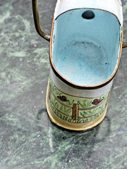 Empress Arts LTD 2000 Miniature Enamel Watering Can Bunny Rabbit Basket Vintage